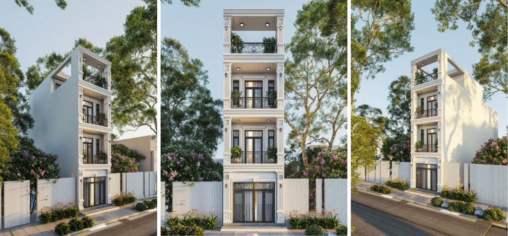 Thiết kế trọn gói 3 tầng và 1 sân thượng