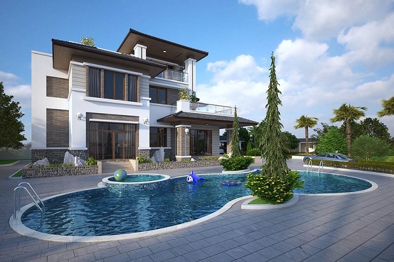 Thiết kế biệt thự hiện đại có bể bơi